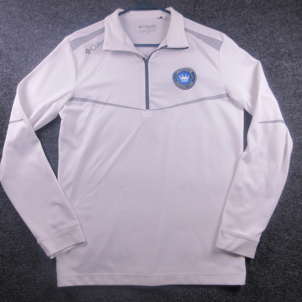 Charlotte FC Sweatshirt Mens Small White MLS Soccer Columbia Quarter Zip Golf